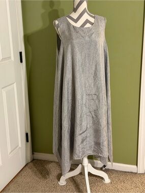 EILEEN FISHER DARK PEARL D'ESPRIT PRINTED SILK DRESS WITH LINING